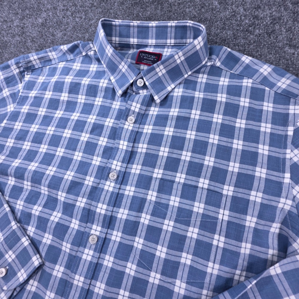 UNTUCKit Carmenet Blue Plaid Button Down Shirt Mens XXL Regular Fit 40209